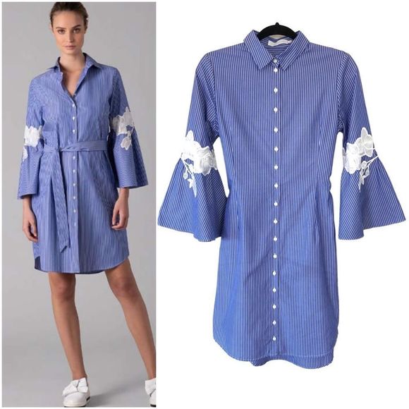 Anne Fontaine Dresses & Skirts - Anne Fontaine | Veleda Shirt Dress Blue White Stripe Button Up